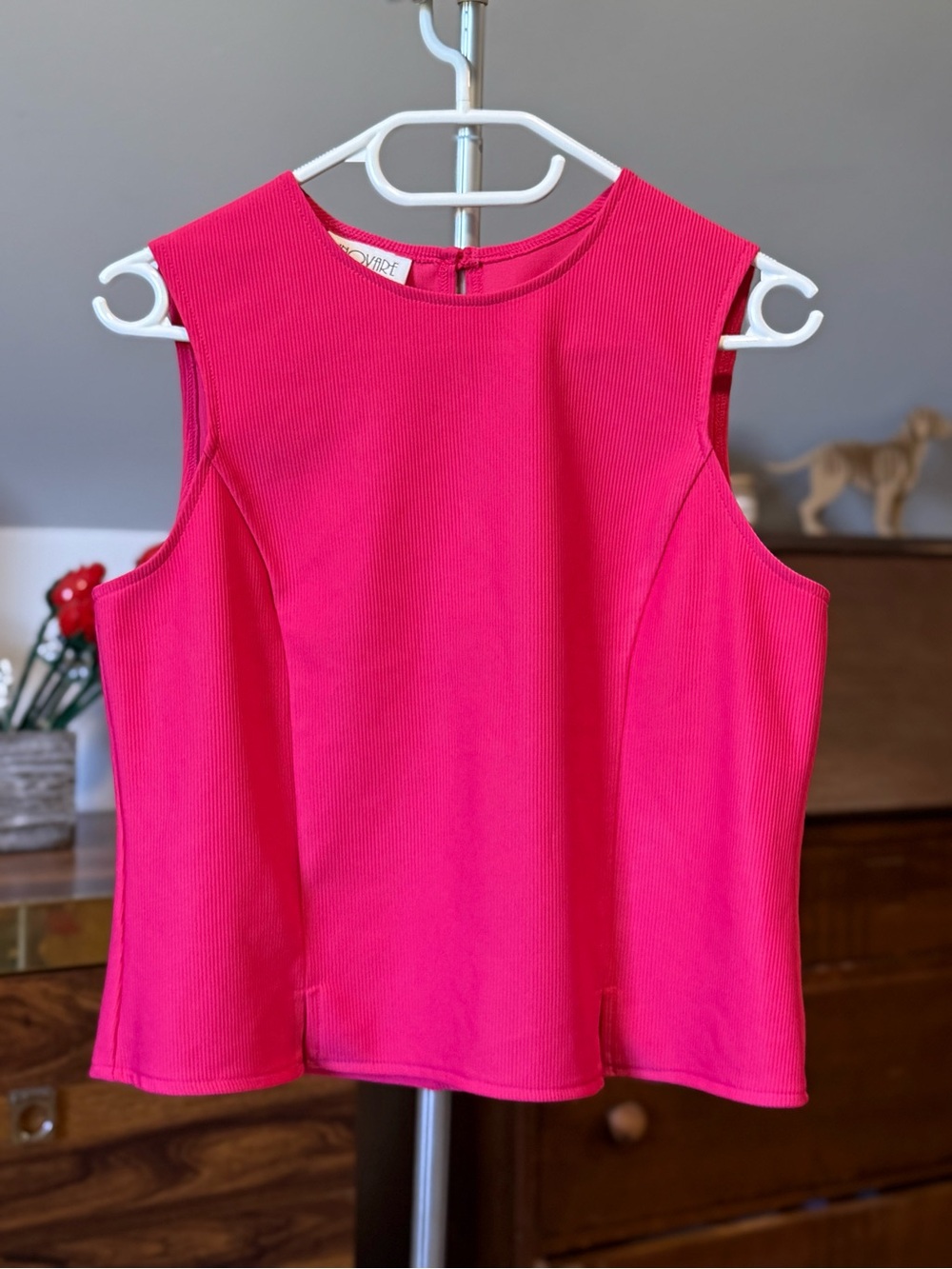 Sleeveless Ribbed Tank Top Hot Pink